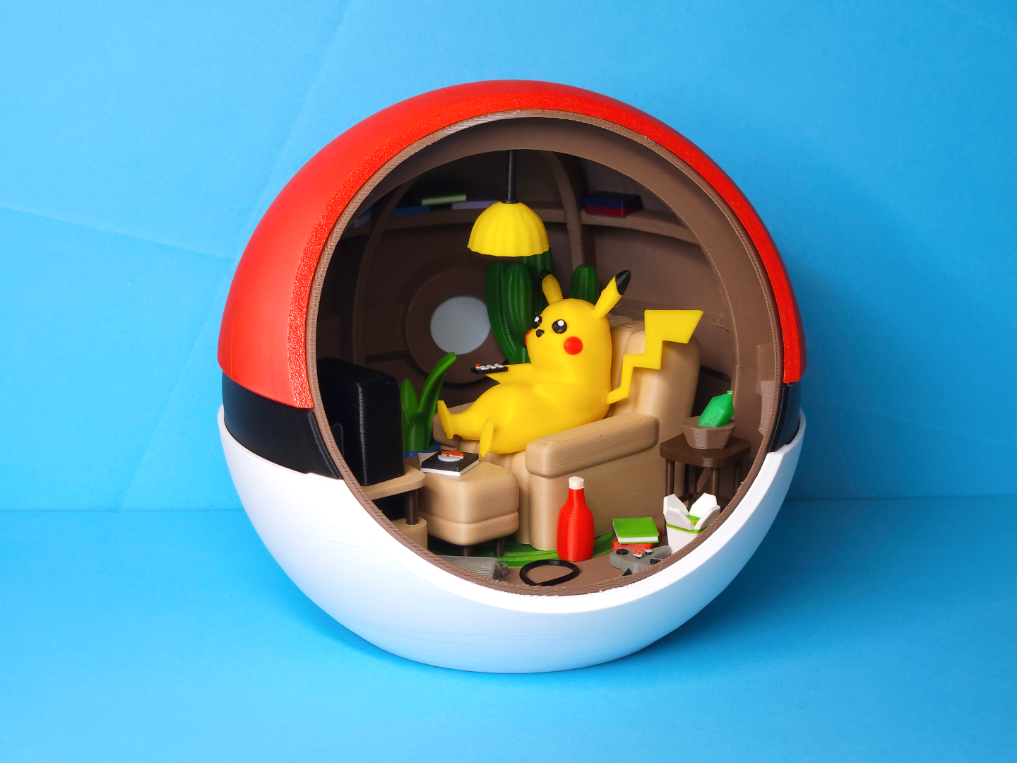 Diorama 3D PokéBall – Pikachu Relax Edition