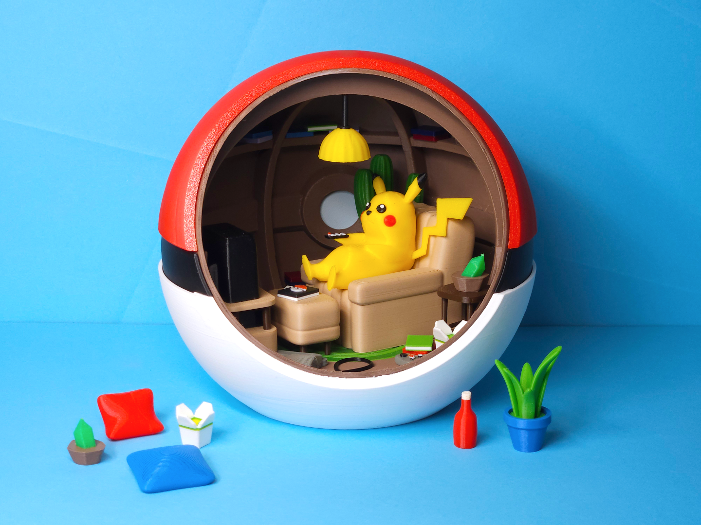 Diorama 3D PokéBall – Pikachu Relax Edition